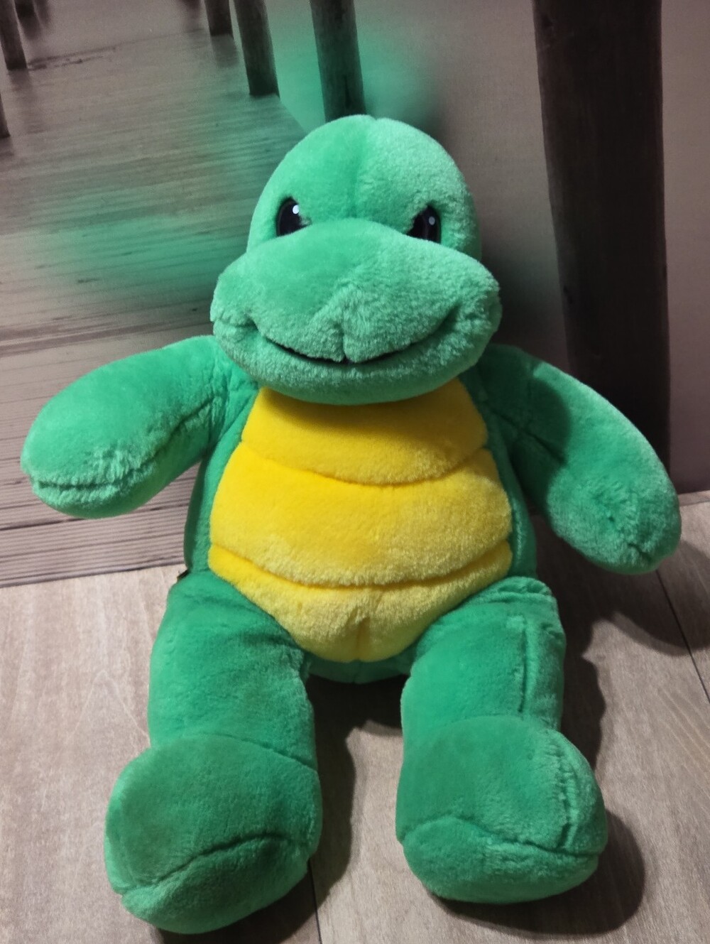 Build A Bear Green and Yellow Turtle Stuffed Animal - Soft Cuddly Toy